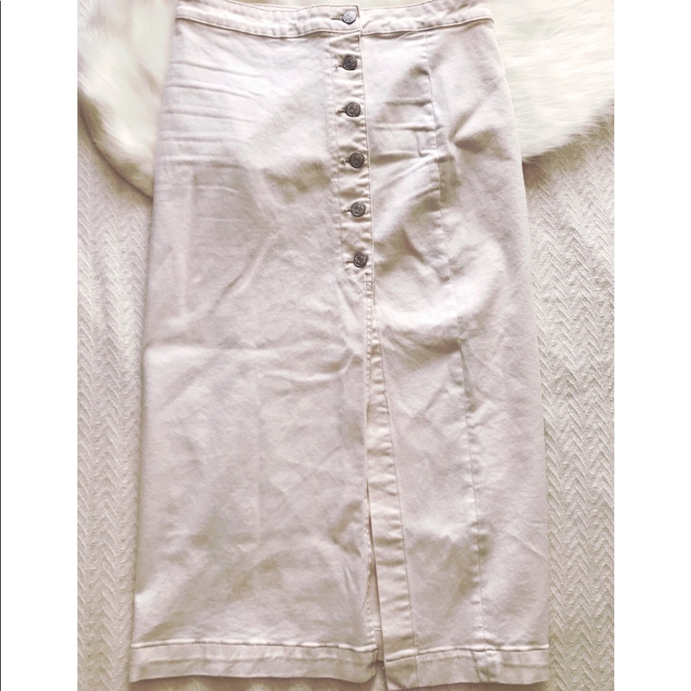 Free People Denim High Waisted Off White Skirt